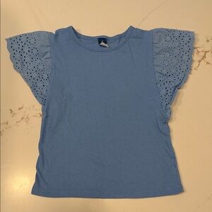 Old Navy Light Blue Eyelet Sleeve Girls Top